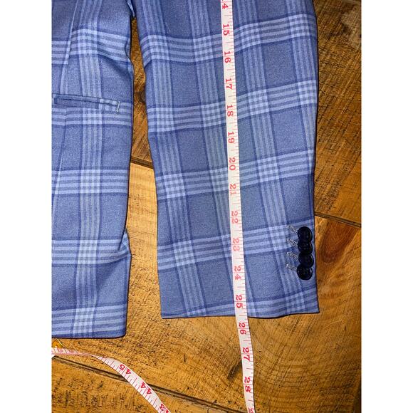 Mens The Savile Row Company Blue Plaid Spring Pockets‎ Buttons Blazer Size 44R - Picture 12 of 16